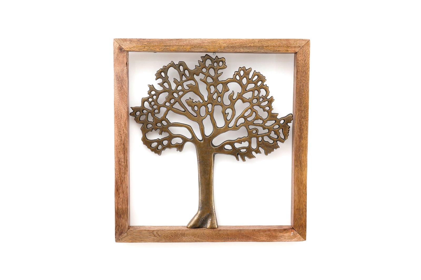 Brass Tree Of Life In Wooden Frame-0