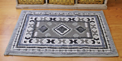 Grey Patterned & Tufted Rug, 60x90cm-1