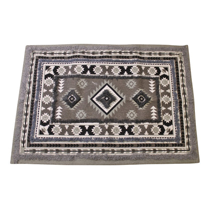 Grey Patterned & Tufted Rug, 60x90cm-0