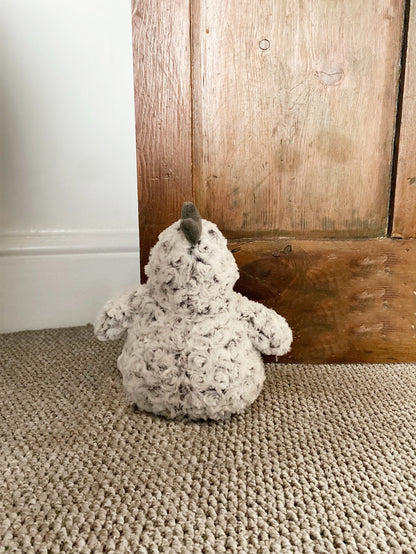 Curled Fur Fabric Grey Chicken Doorstop-1