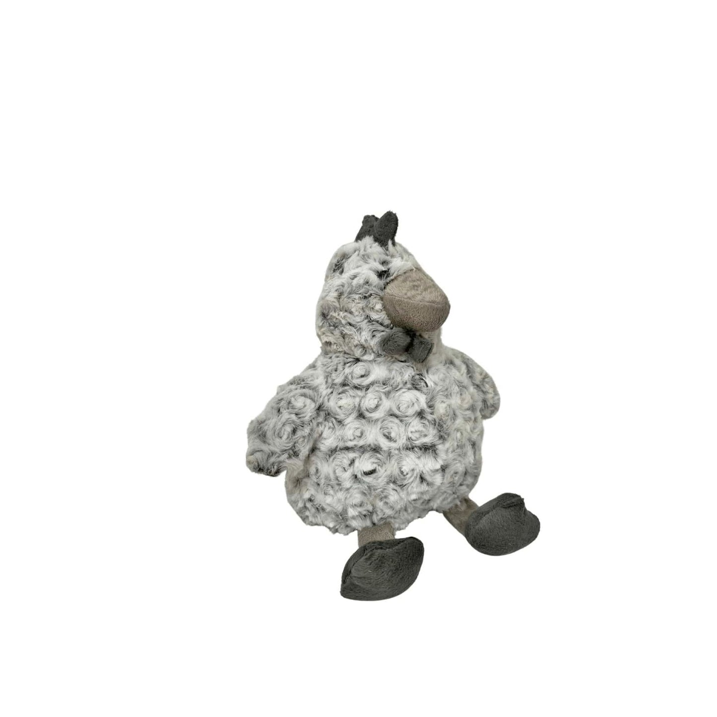 Curled Fur Fabric Grey Chicken Doorstop-0