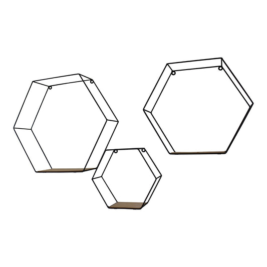 Set Of 3 Hexagonal Wall Shelves-0