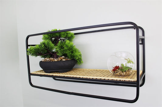 Small Wall Hanging Shelf Unit in Metal Weave Effect-0