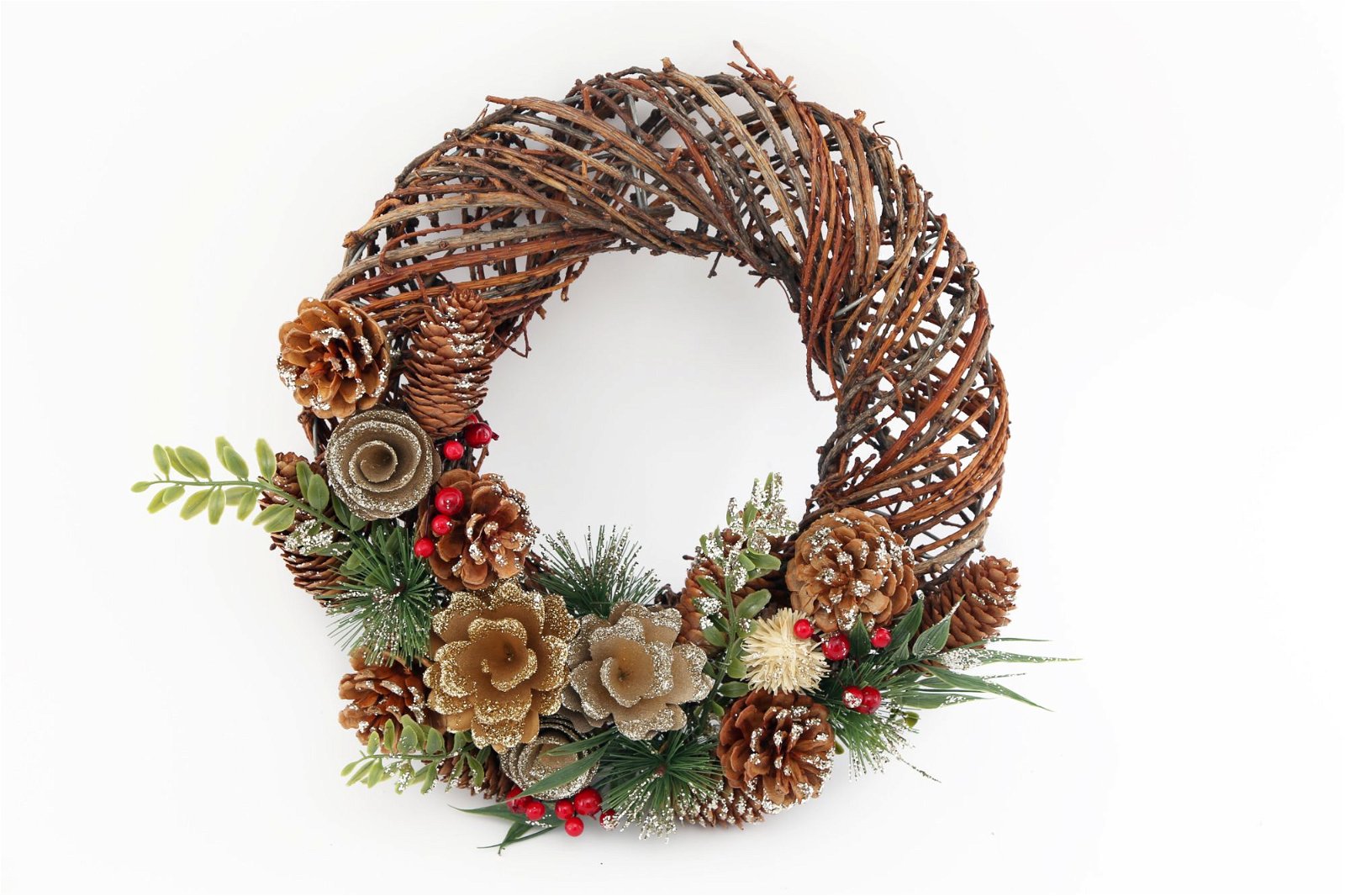 Twisted Pine & Berry Botanical Christmas Wreath 35cm-0