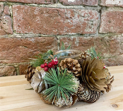 Fir Cone & Berry Botanical Tea Light Holder-2