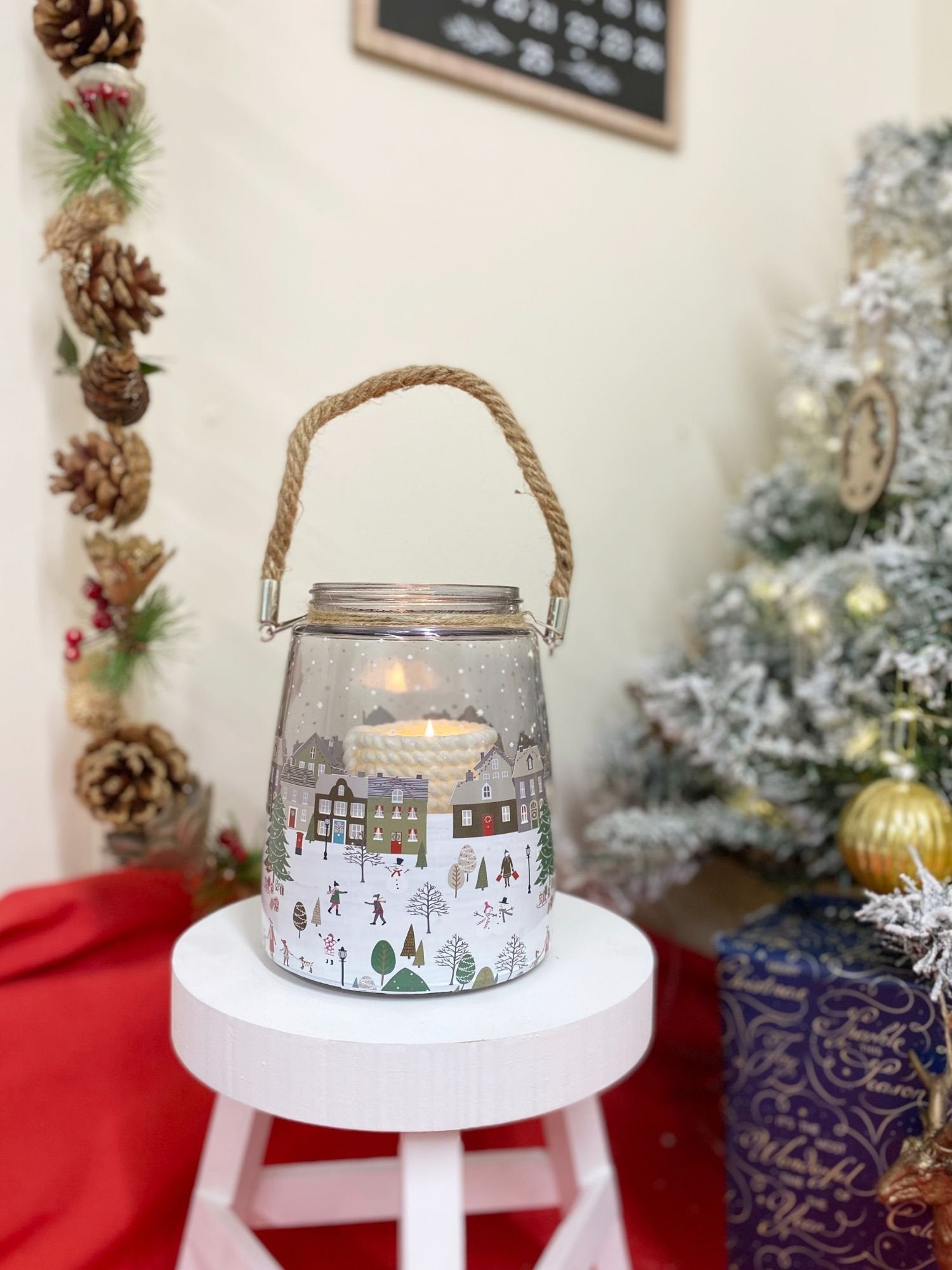 Christmas Market Lantern White With Rope Handel-1