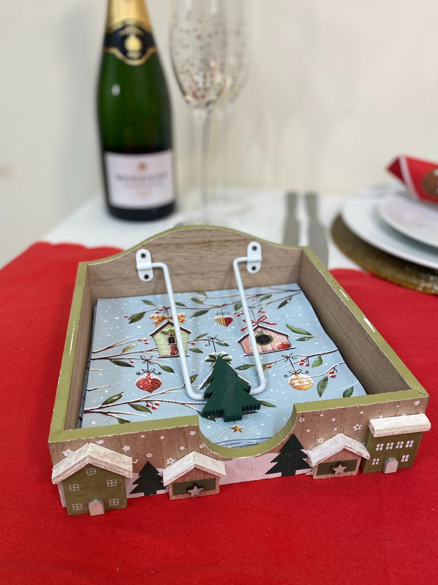 Christmas House Napkin Holder 18.5cm-1