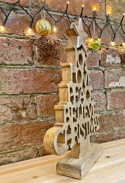 Wooden Christmas Tree Words Ornament 26cm-1