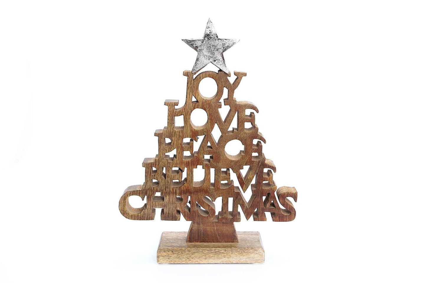 Wooden Christmas Tree Words Ornament 26cm-0