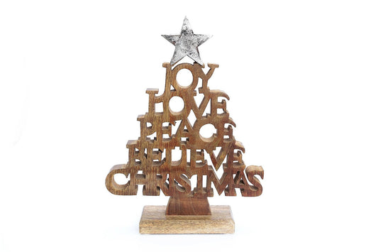 Wooden Christmas Tree Words Ornament 26cm-0