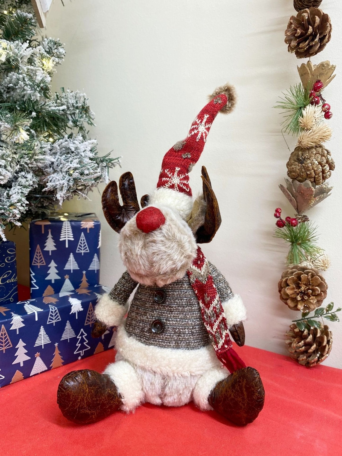 Sitting Reindeer With Knitted Coat-2