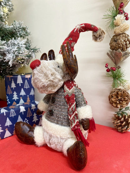 Sitting Reindeer With Knitted Coat-1