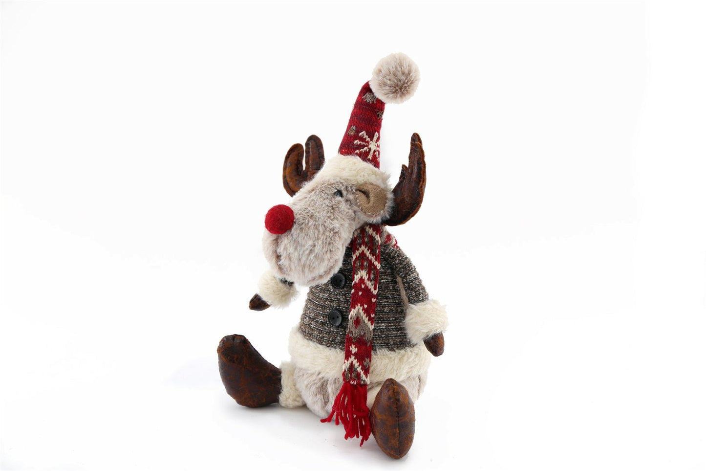 Sitting Reindeer With Knitted Coat-0