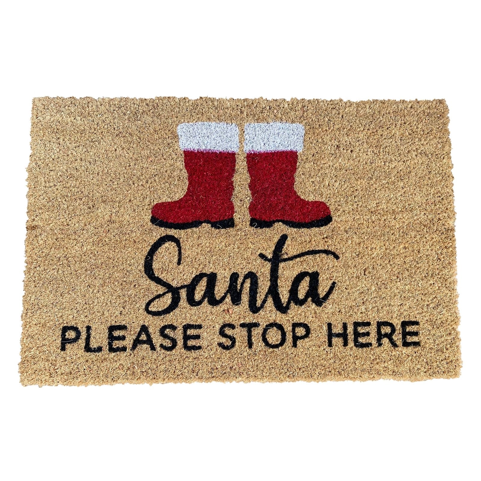 Santa Stop Here Doormat Boots-0