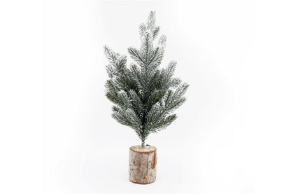 Small Frosted Christmas Tree In Log 43cm-0