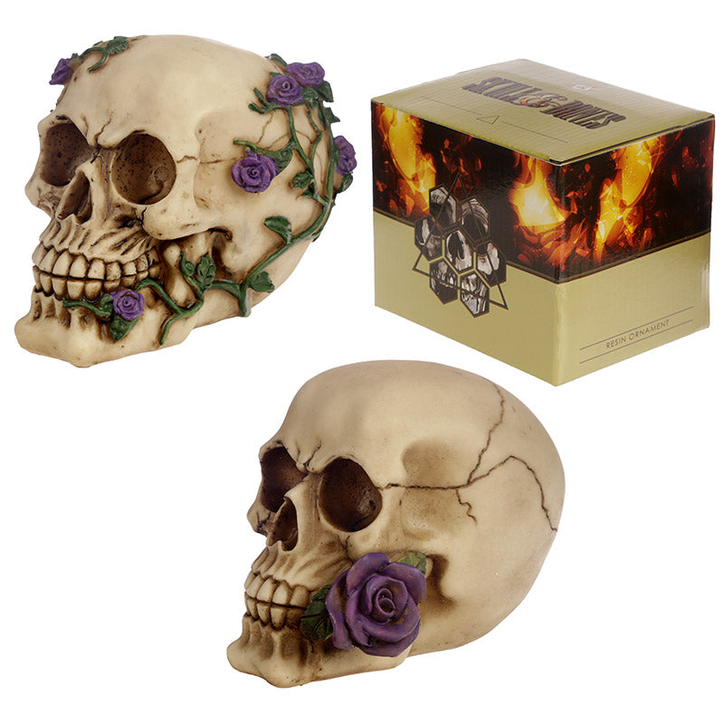 Gothic Skull Decoration with Purple Roses SK123B-0