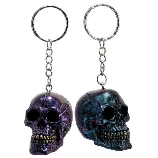 Novelty Keyring - Skulls and Roses Metallic Skull SK279-0