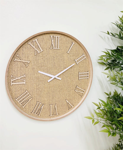 Serenity Hessian Woven Wall Clock 50cm-2