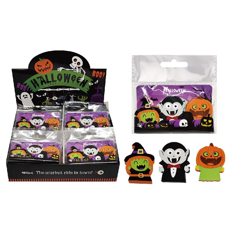 Eraser 3 Piece Set - Witch, Vampire & Pumpkin STA357-0