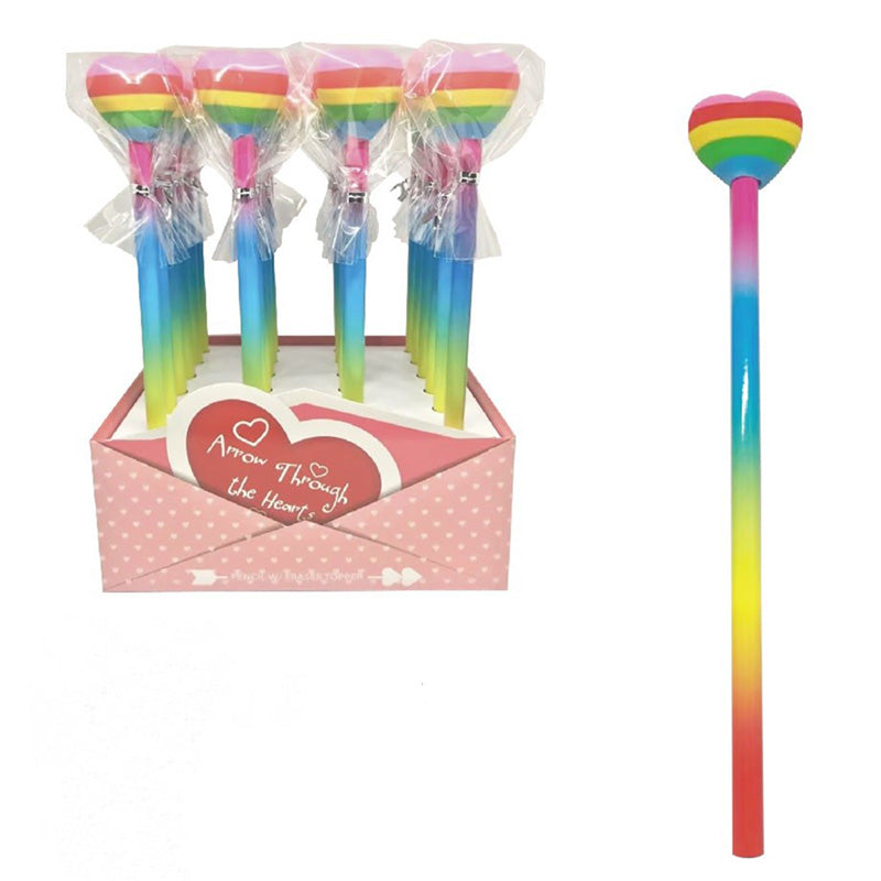 Pencil & Eraser Topper - Rainbow Heart STA360-0