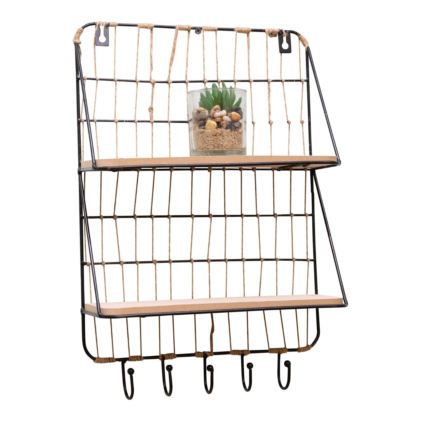 Synergy Wooden Shelf with 4 Hooks-1