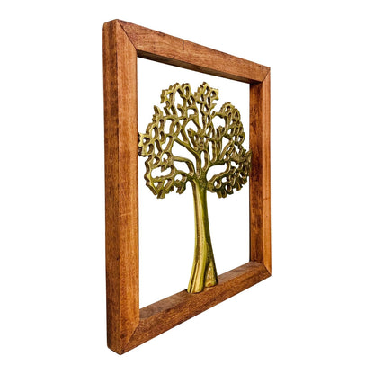 Gold Wall Hanging Tree In Wooden Frame-1