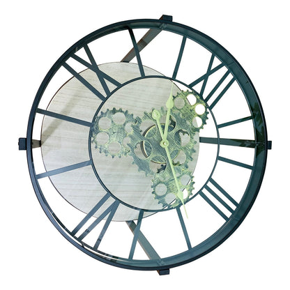 Black Metal Glass Topped Clock Table-4