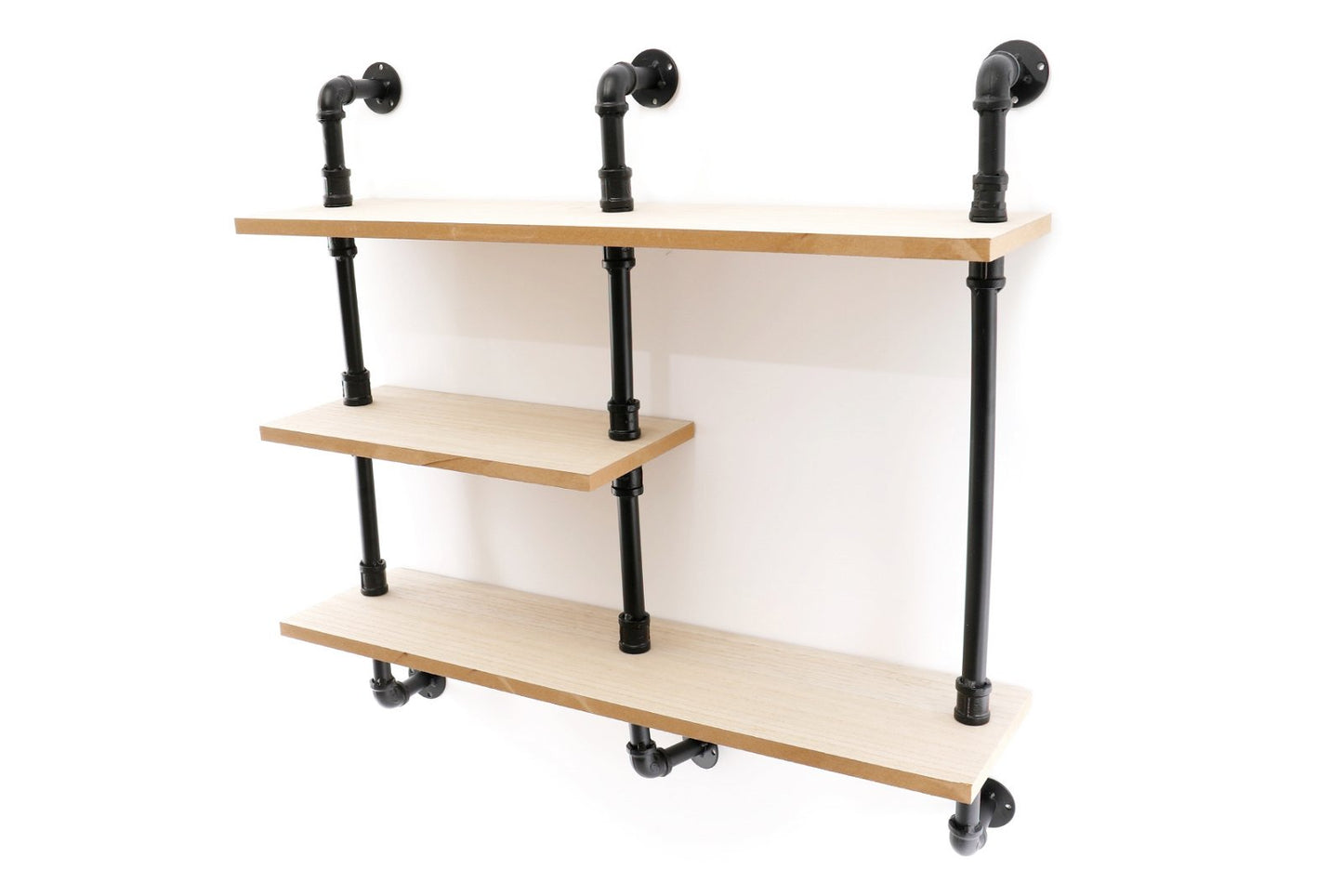 Black Pipe  & Wooden Shelves 70.5cm-0