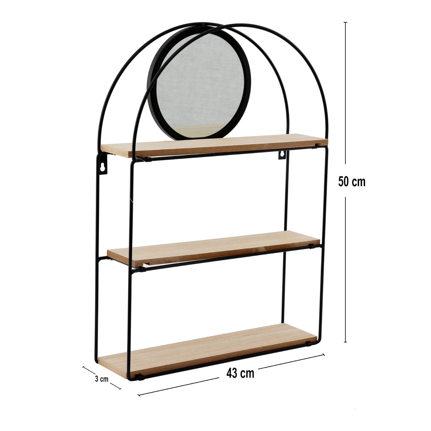 Black Metal 3 Shelves with Mirror-1