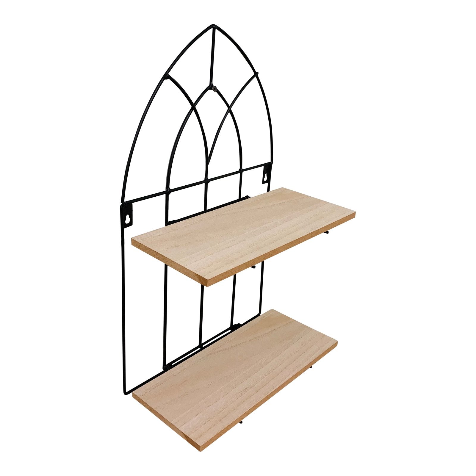 Black Metal Arch with 2 Wooden Shelves-3