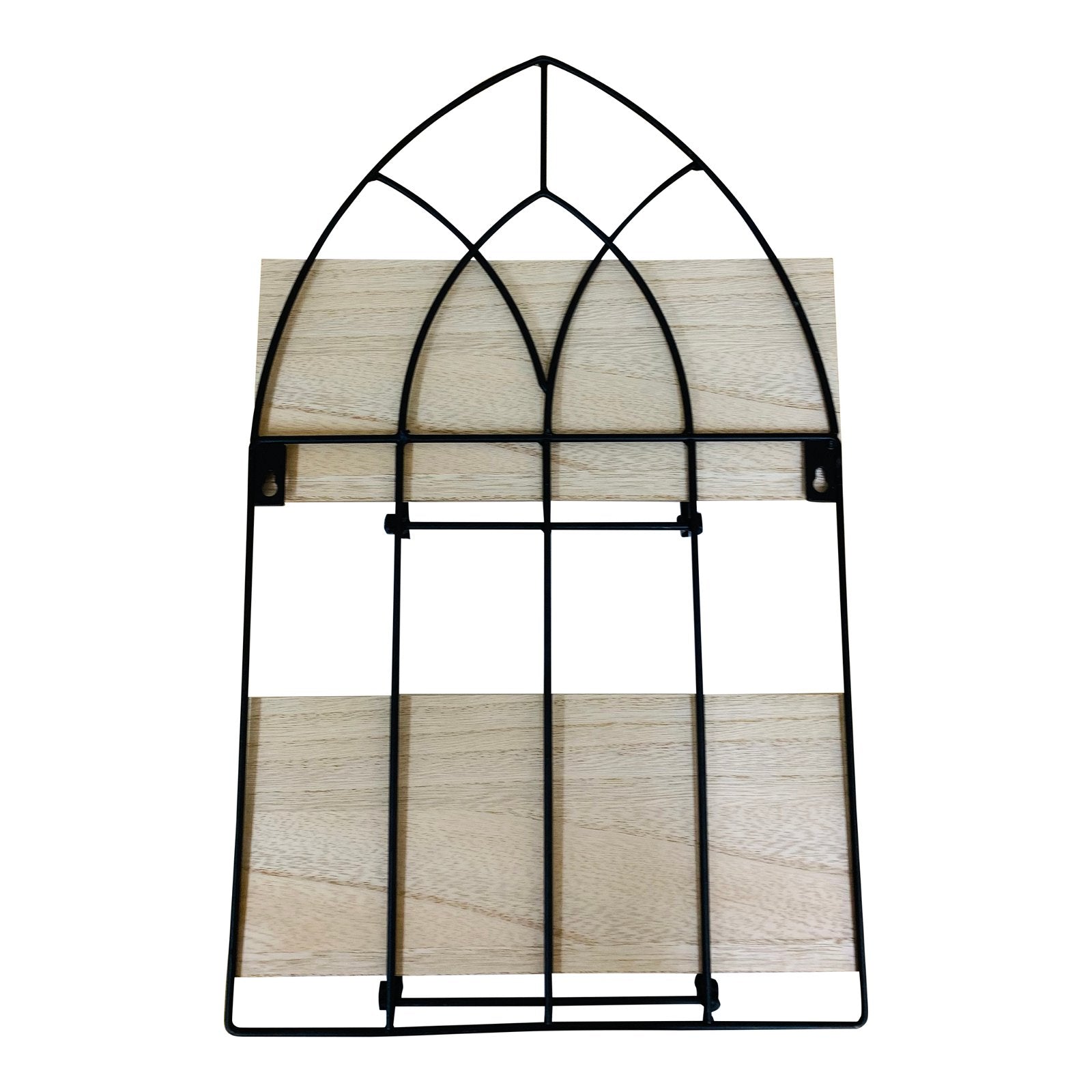 Black Metal Arch with 2 Wooden Shelves-2