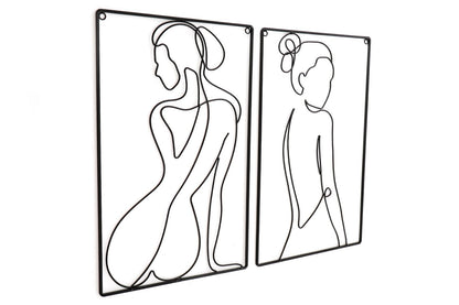 Set of 2 Black Metal Silhouette Wire Wall Decoration-3