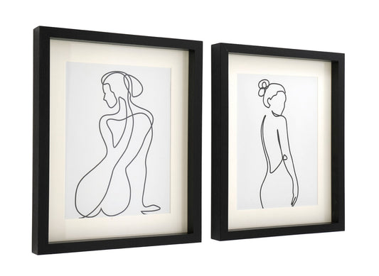 Set of 2 Black Framed Prints of Silhouettes-0