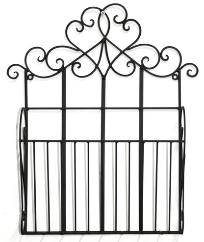 Black Scroll Wall Hanging Single Section Magazine Rack-0