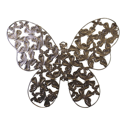 Large Silver Metal Butterfly Design Wall Decor-0