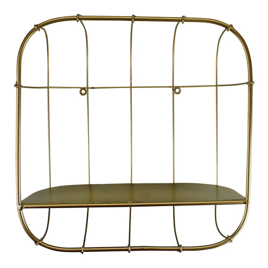 Gold Metal Wall Storage Shelf, Basket Design-0