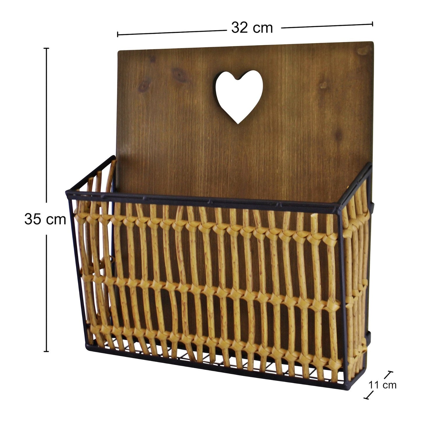 Metal & Wicker Wall Hanging Magazine Rack-1