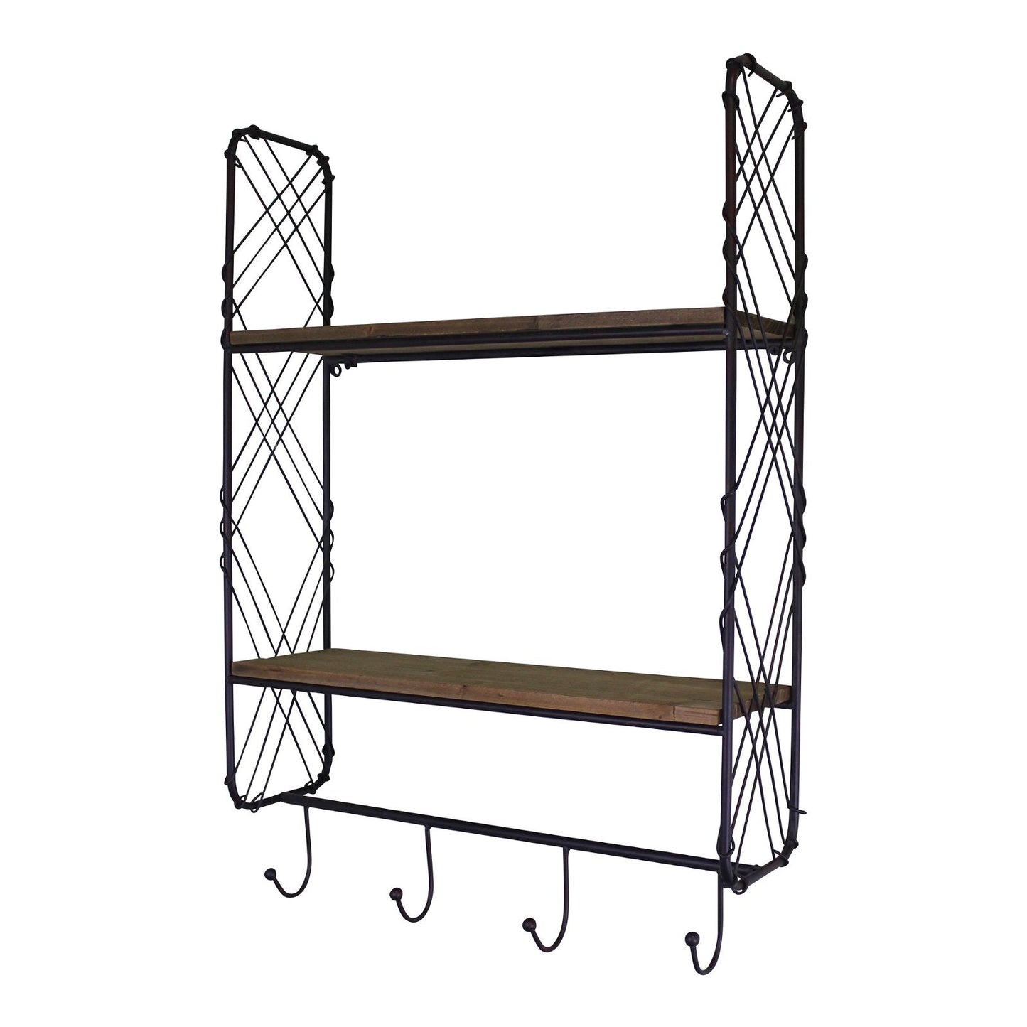 Industrial Style Wall Shelving Unit With Coat Hooks-3