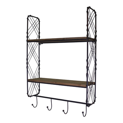 Industrial Style Wall Shelving Unit With Coat Hooks-3