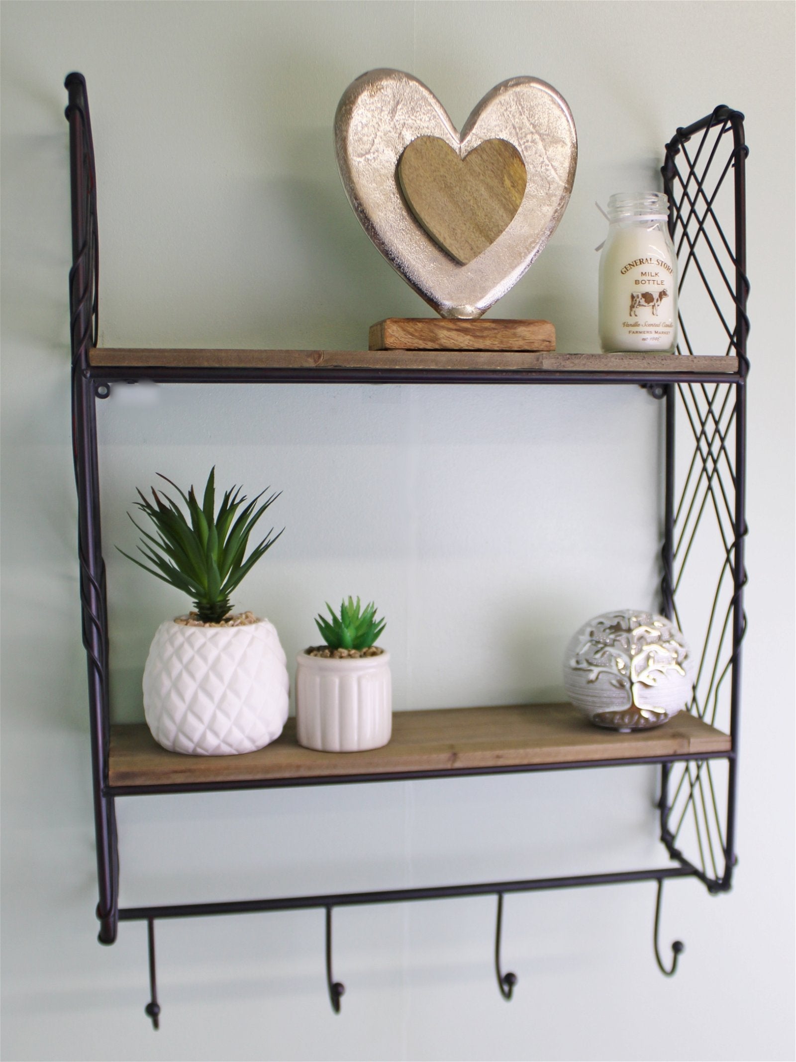 Industrial Style Wall Shelving Unit With Coat Hooks-1