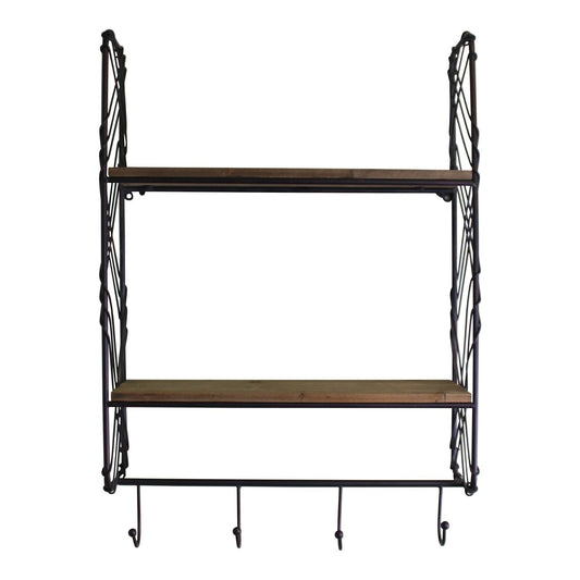 Industrial Style Wall Shelving Unit With Coat Hooks-0