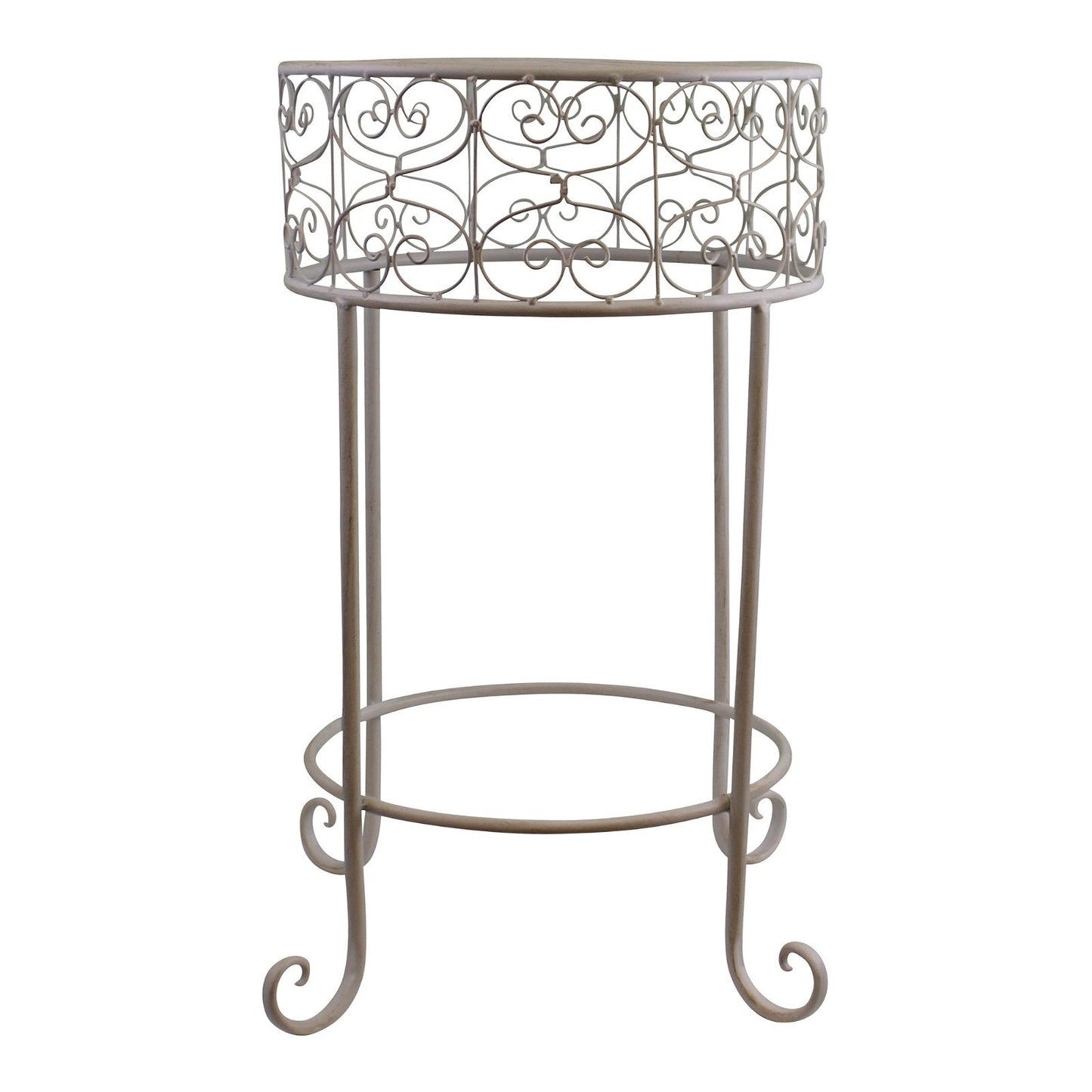 Cream Scroll Metal Plant Stand-0