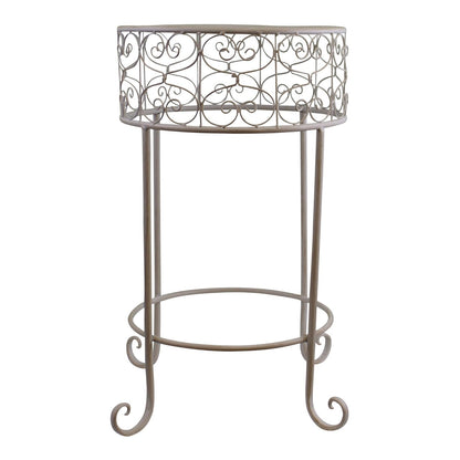 Cream Scroll Metal Plant Stand-0