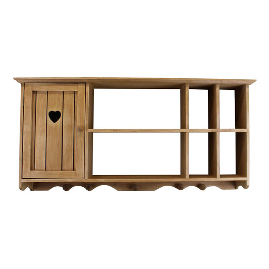 Wooden Wall Hanging Unit With Cupboard & Shelves-0