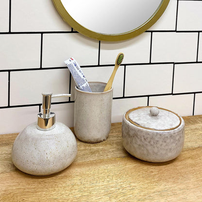 Taupe Ceramic Toothbrush Holder-3