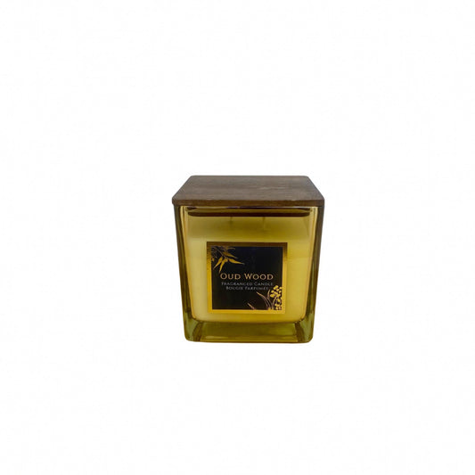 Oud Wood Scented Candle With Wooden Lid-0