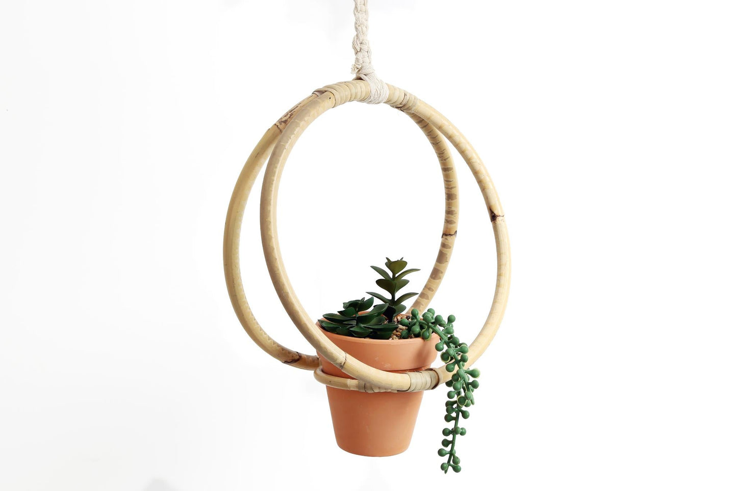 Faux Succulent In Bamboo Hanger-0