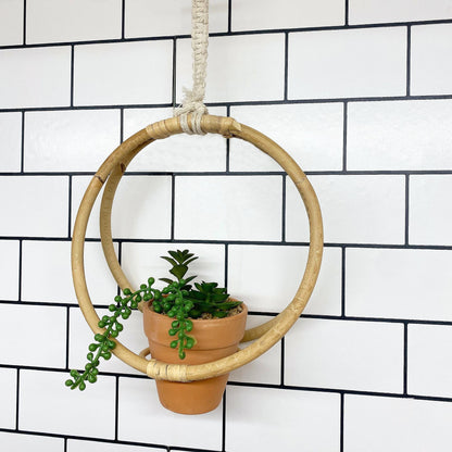 Faux Succulent In Bamboo Hanger-1