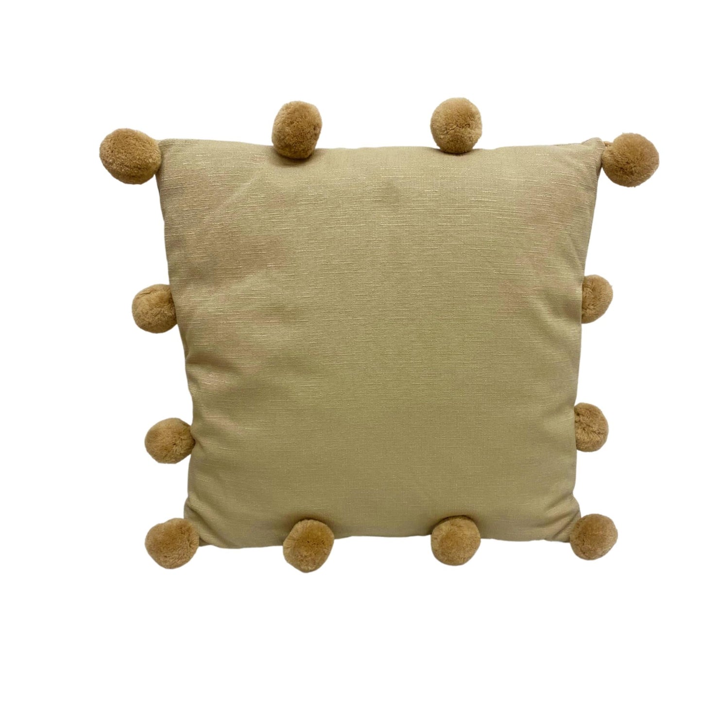 Beige Square Pompom Cushion-0