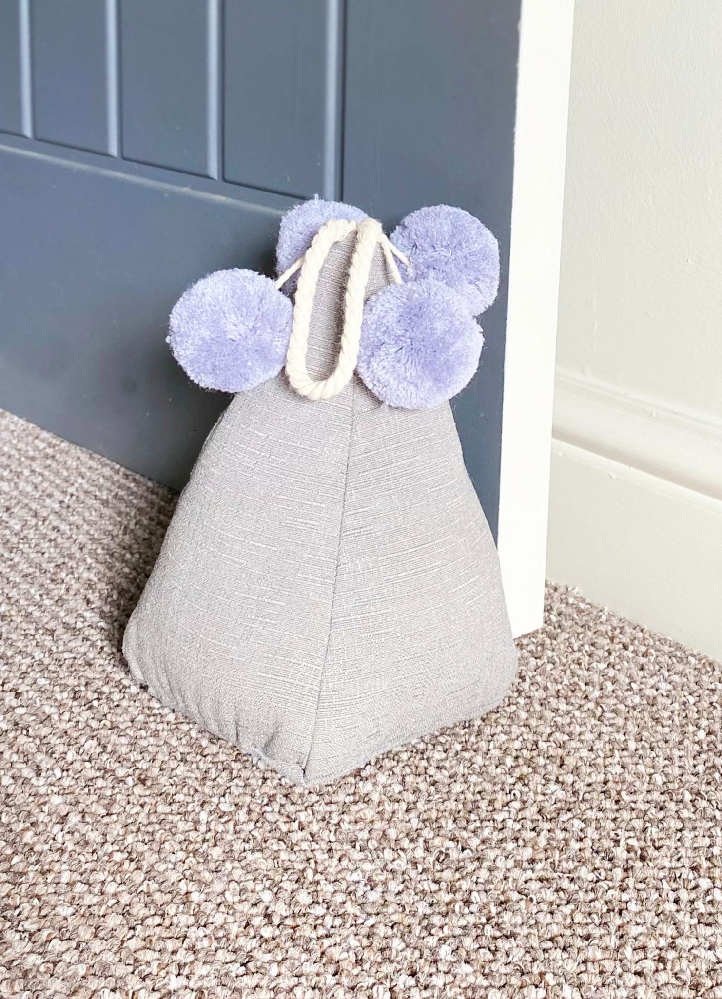 Grey Pompom Doorstop-0